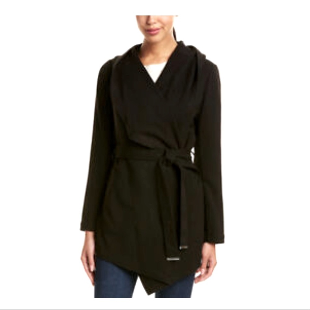 Soia & Kyo Sarie Drapped Wrap Coat - Black Size Large